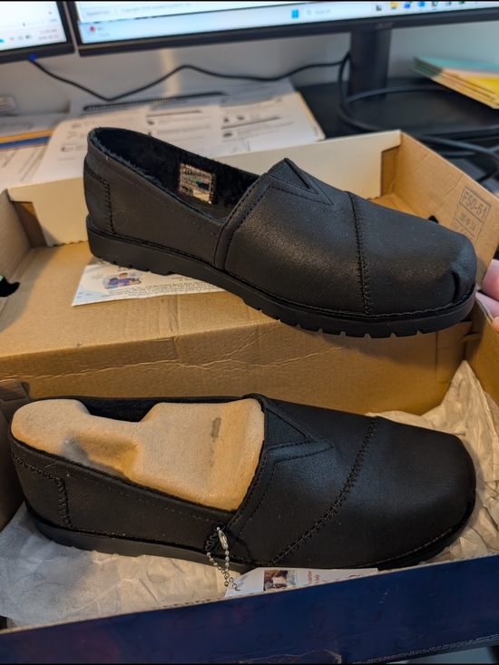 Skechers Shoes - Skechers Black Slip-On Casual Loafers with Stitched Detail